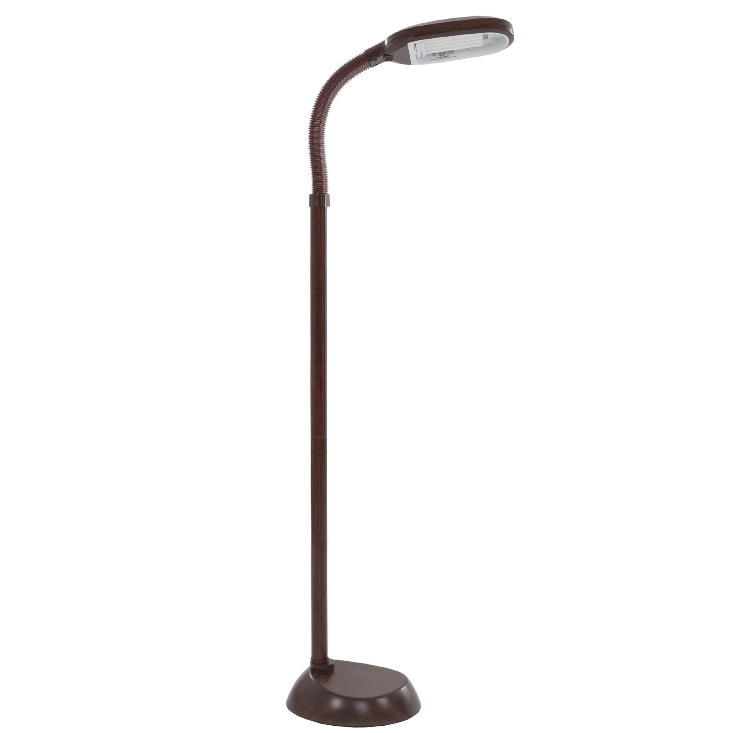 Lavish Home Natural Sunlight Floor Lamp with Bendable Neck, Brown Woodgrain