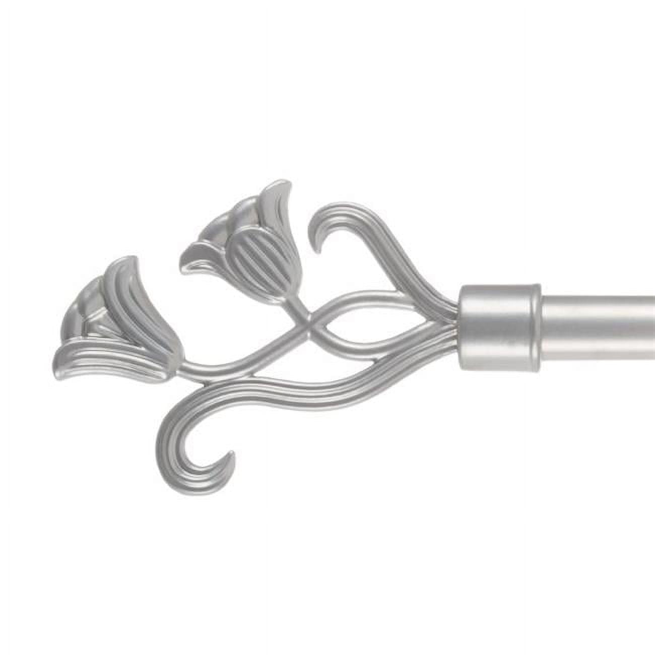 Lavish Home 63-17003-SI 48 x 86 in. Curtain Rod with Mounting Hardware \u0026  Decorative Floral Finials\u0026#44; Silver - Walmart.com, image size:1300x1300