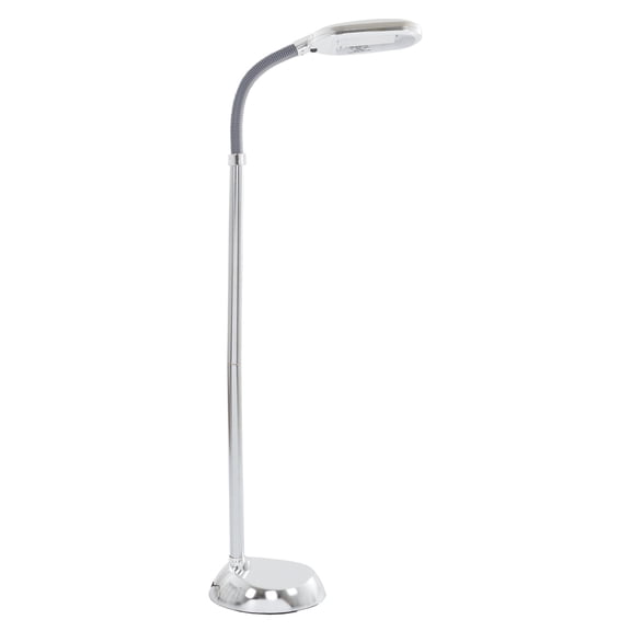 Lavish Home 63-Inch Adjustable Floor Lamp for Bedroom - Full Spectrum Natural Sunlight Lamp for Office with Bendable Neck for Reading Light, Craft, Studying, and Esthetician Light (Chrome)