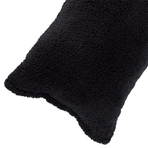 Lavish Home 64-28-B Body Soft Sherpa Pillow Cover with Zipper - Black