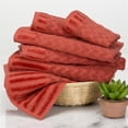 thumbnail image 1 of Lavish Home 67-0020-BR Chevron 100 Percent Cotton Towel Set, Brick - 6 Piece, 1 of 3