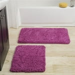 Bathroom Rugs - 2-Piece Memory Foam Bathroom Set with Chenille Shag Top and Non-Slip Base - Machine Washable Bath Rugs by Lavish Home (Orange)