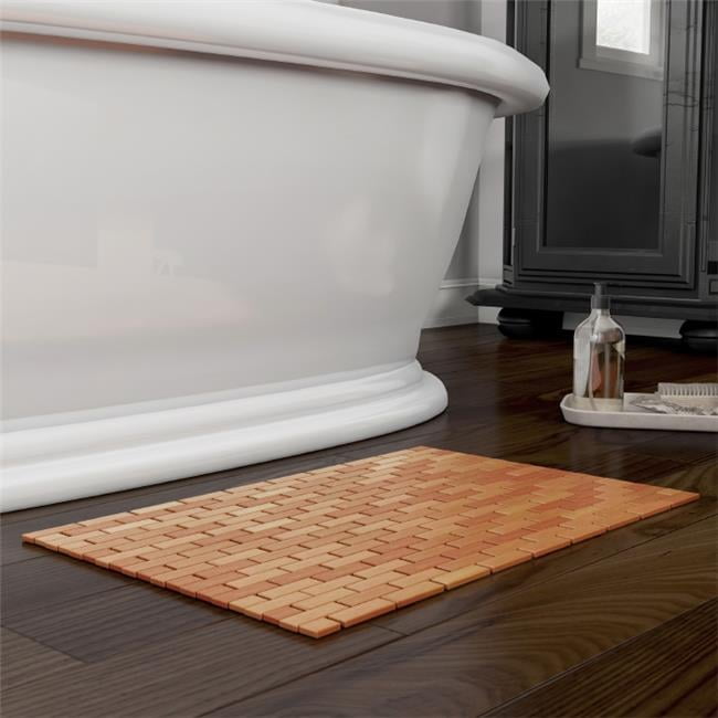 Lavish Home 67-BAMB-2 Bamboo Bath Mat-Eco-Friendly Natural Wooden Non-Slip Roll Up Lattice ...