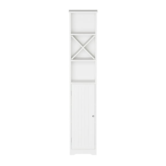 Lavish Home 67-Inch-Tall Bathroom or Laundry Room Storage Cabinet (White)