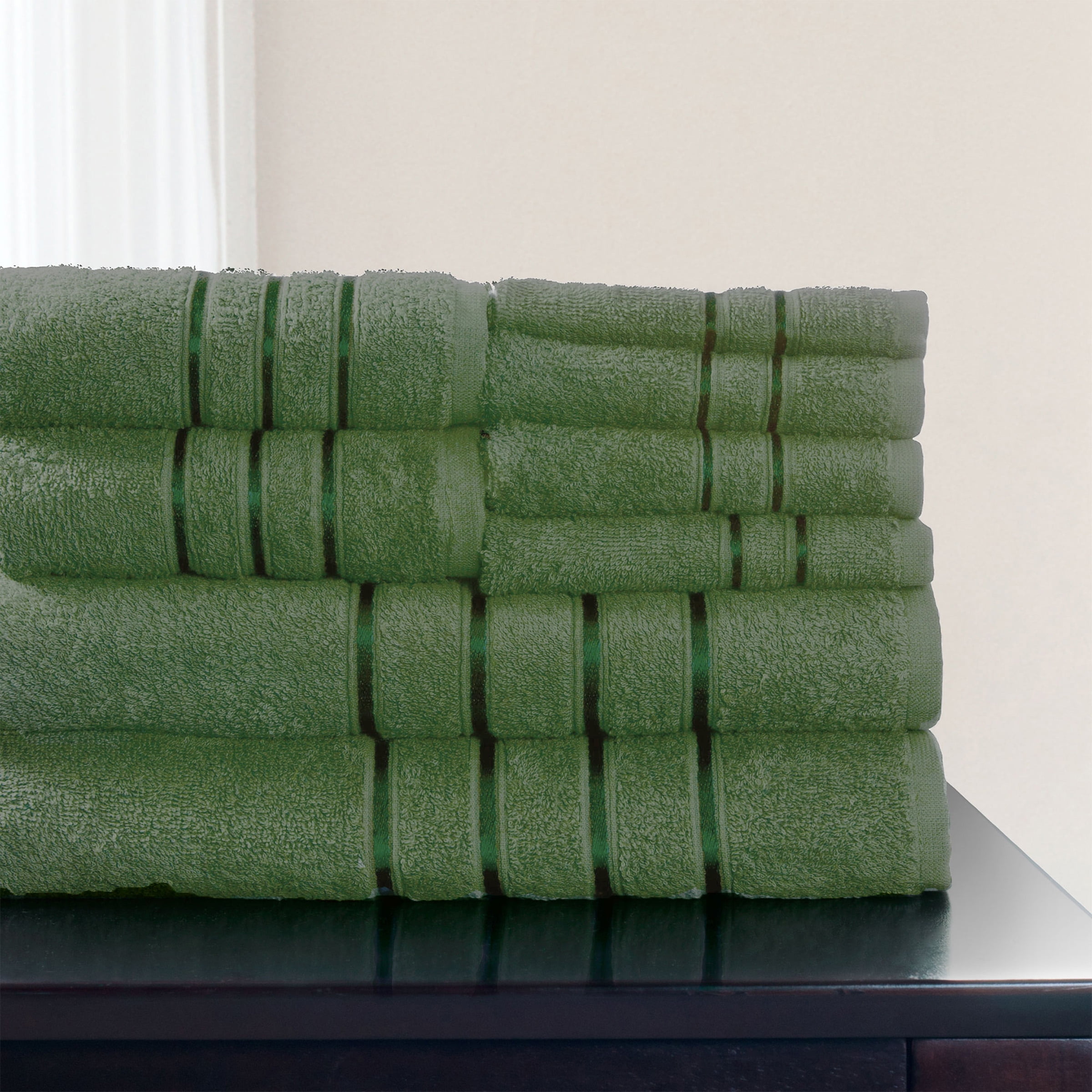 Somerset Home 8-Piece Plush Bath Towel Set Green 100% Cotton Soft ...