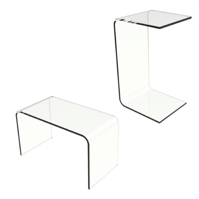 Modern Acrylic Clear C-Shaped Multipurpose Side Table