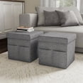 thumbnail image 1 of Lavish Home 80-FOTT-1 Foldable Storage Cube Ottoman with Pockets - Charcoal Gray, 1 of 3