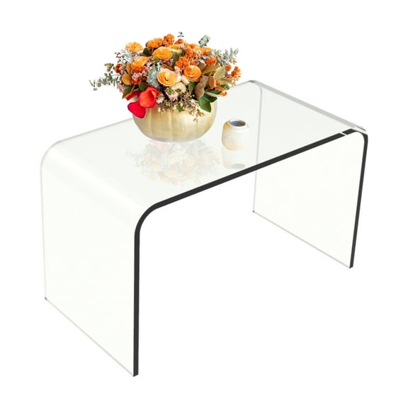 Lavish Home Acrylic Side Table, Multipurpose C Shaped End Table, Laptop Lap Desk, Modern Acrylic Furniture for Living Room, Bedroom and Office