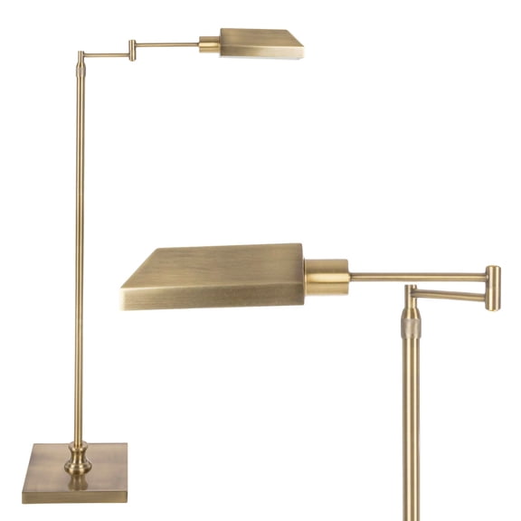 Lavish Home Adjustable Floor Lamp with 360 Degree Swing Arm (Brass)