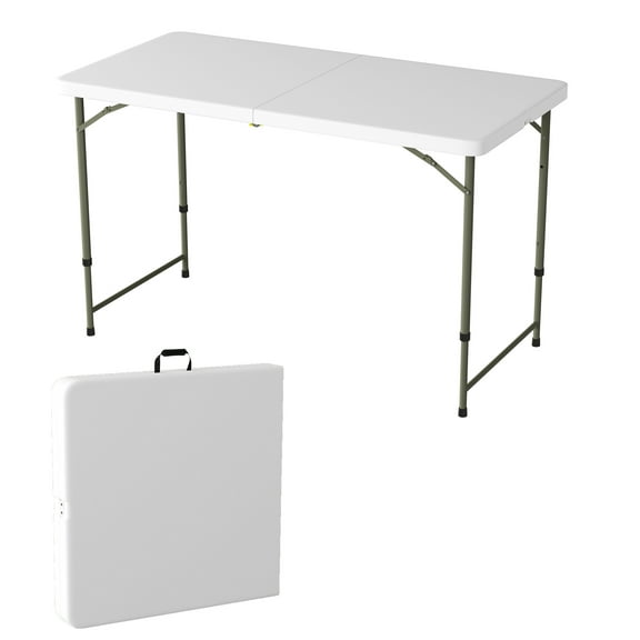 Lavish Home Adjustable Folding Table - 4-Foot Plastic Utility Tabletop