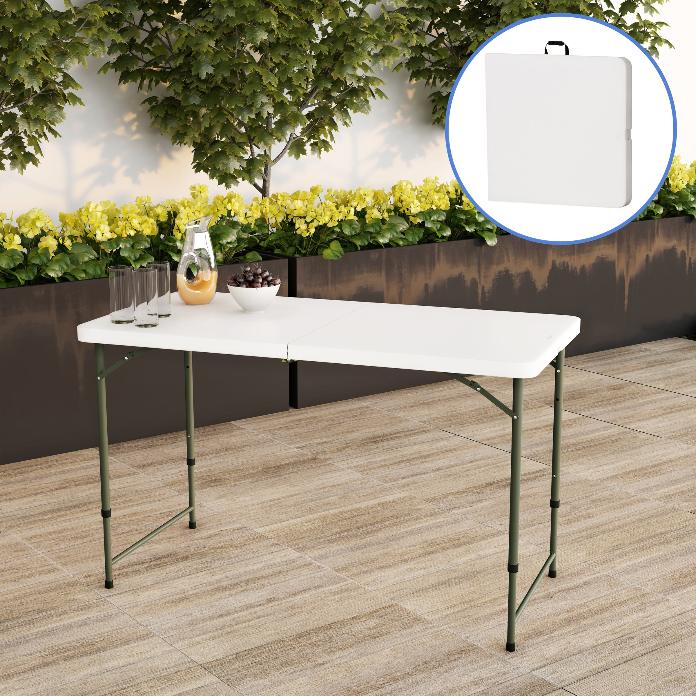 Lavish Home Adjustable Folding Table 4 Foot Plastic Utility