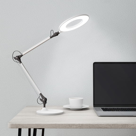 Lavish Home Adjustable Swing Arm LED Desk Lamp for Home Office (White)