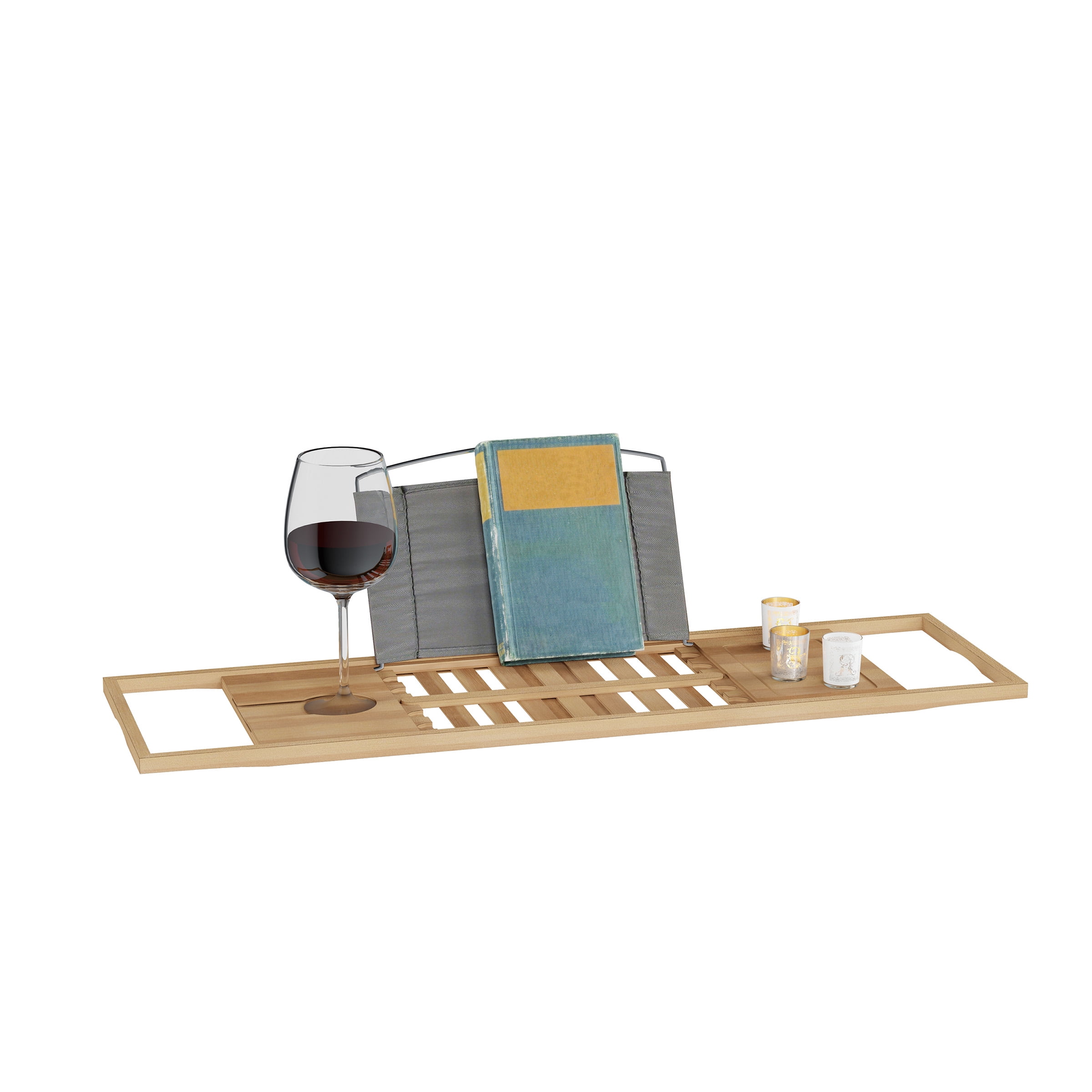 Bamboo Adjustable Freestanding Bathtub Tray with Cup Holder