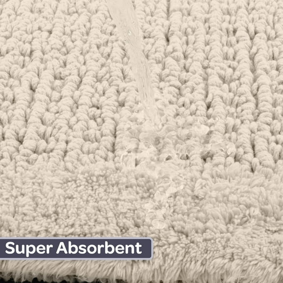 Lavish Home Bathroom Rugs - 2-Piece 2500GSM Cotton Bath Mat Set (Ivory)