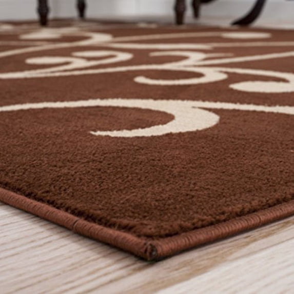 Lavish Home Berber Leaves Area Rug, 3'3" by 5', Brown/Tan