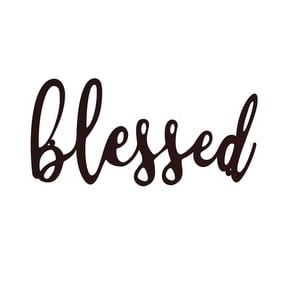 Lavish Home Blessed Decorative Metal Word Art Wall Decor (Distressed Brown)