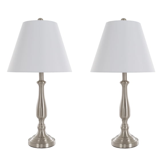 Brushed Steel Table Lamps - Set of 2