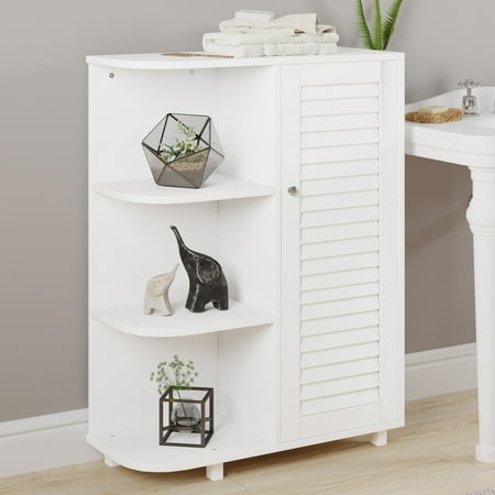 Lavish Home Cabinet with Open Shelves - Kitchen or Bathroom Storage, White