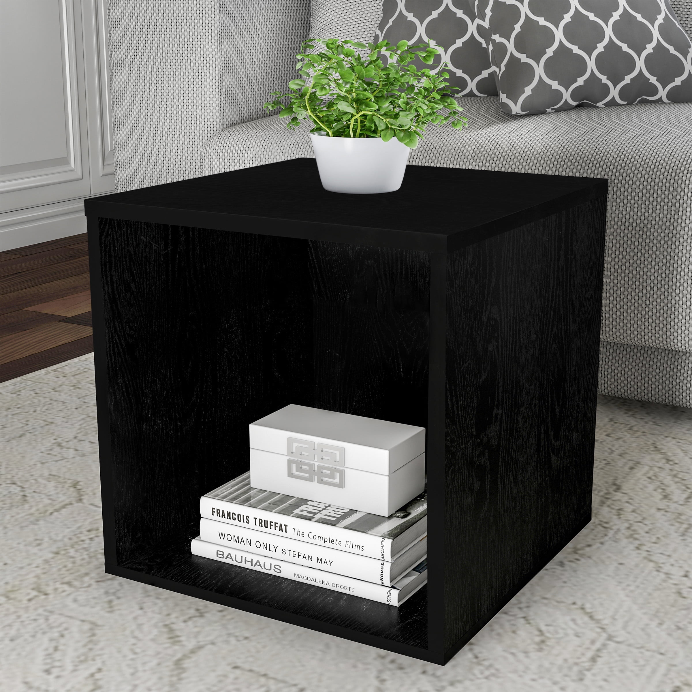 Lavish Home Contemporary Stackable Modular Cube End Table (Black)