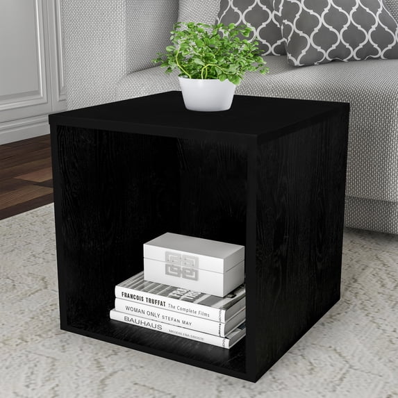 Lavish Home Contemporary Stackable Modular Cube End Table (Black)
