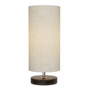 Lavish Home Cylinder Lamp with Wood Base-Modern Light with LED Bulb Included Adjustable Height
