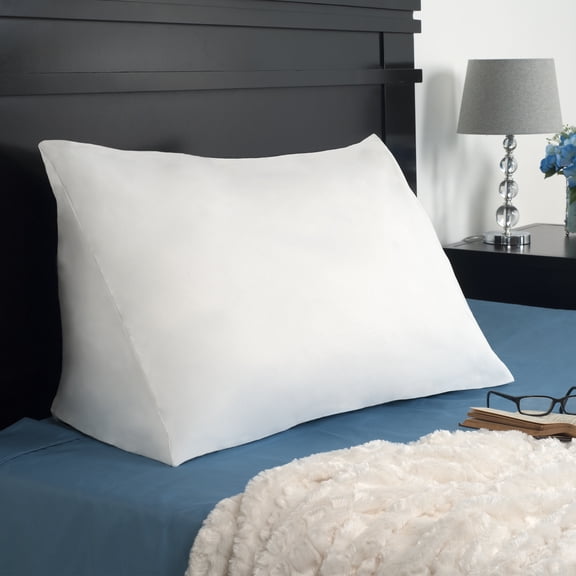 Wedge Pillow Down Alternate Back Pillow with Removable Cover for Easy Cleaning For Reading, Acid Reflux, and More by Lavish Home (White)