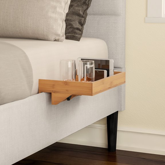 Lavish Home Eco-Friendly Bamboo Bedside Shelf for Home and College Dorm Use