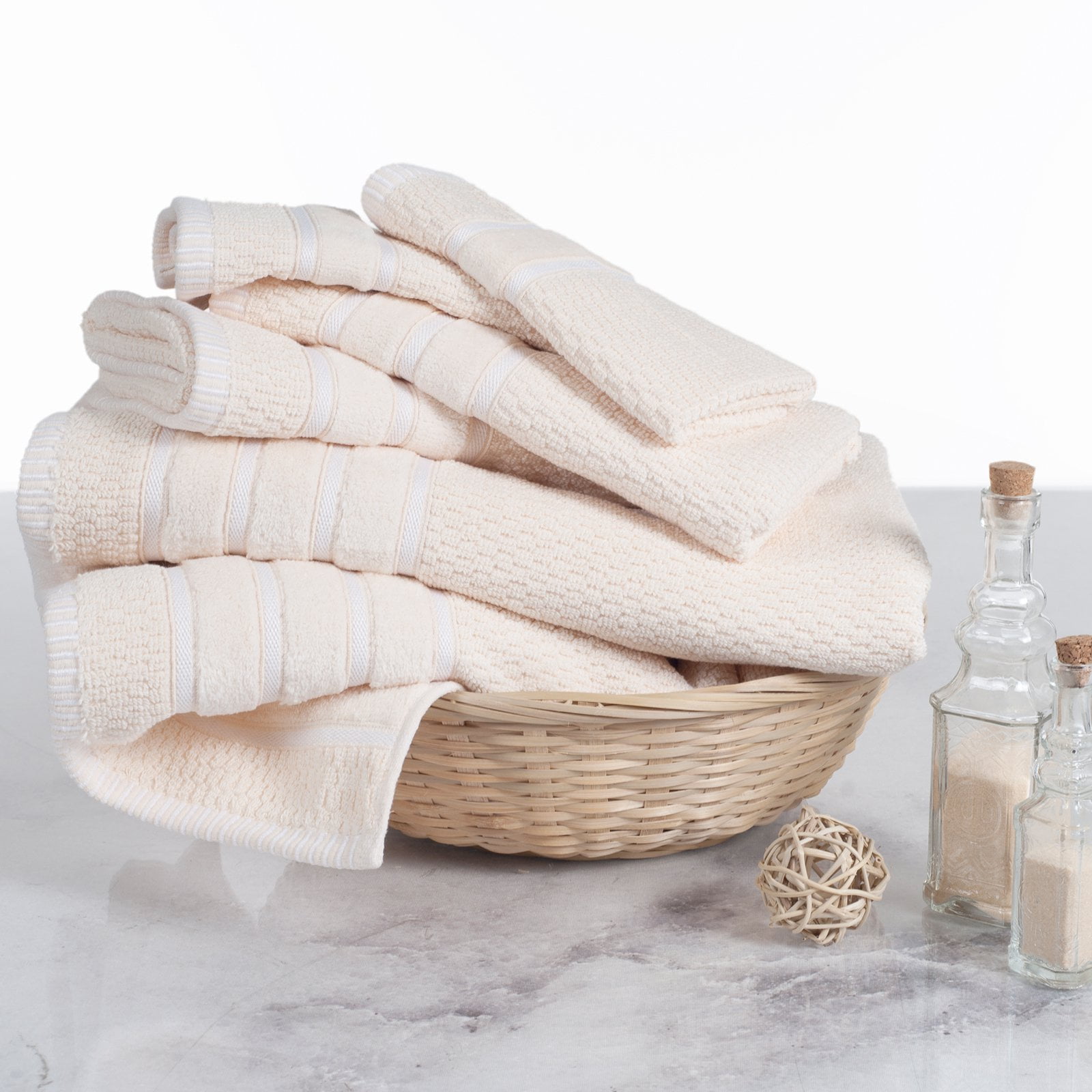 Lavish Home 100% Cotton Rice Weave 6 Piece Towel Set - Seafoam