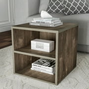 Lavish Home Modern Stackable Modular Cube End Table with Shelves Gray