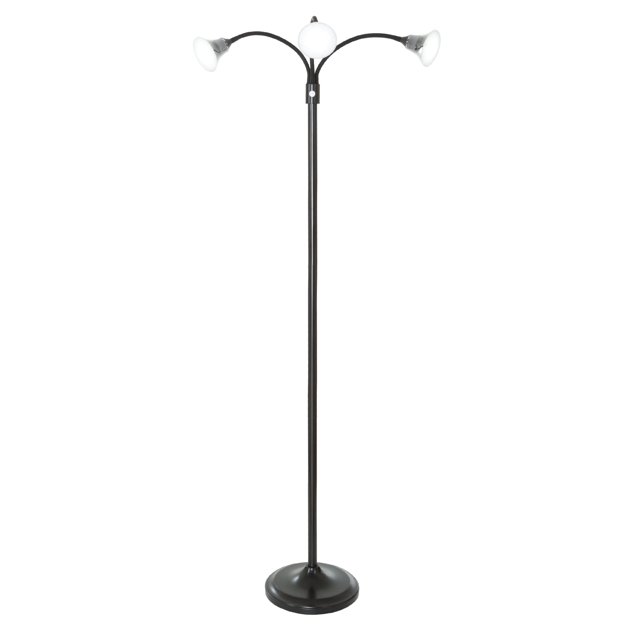 Lavish Home Energy-Efficient 3-Head Floor Lamp with Adjustable Arms (Black)