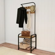 Lavish Home Entryway Bench with Coat Rack, Seat, Hooks, and Shoe Storage
