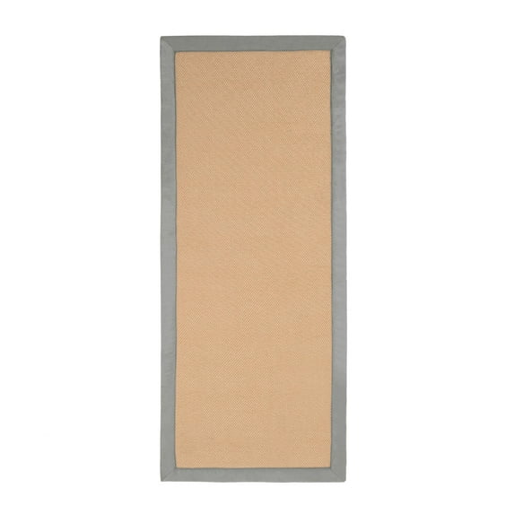 Lavish Home Extra Long Faux Linen Fleece Memory Foam Bath Mat