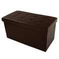 thumbnail image 1 of Lavish Home Faux Leather Folding Storage Ottoman with Padded Lid (Brown), 1 of 8