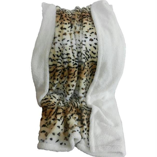Tiger Print Fleece Sherpa Reversible Throw Blanket 50x60 Inch