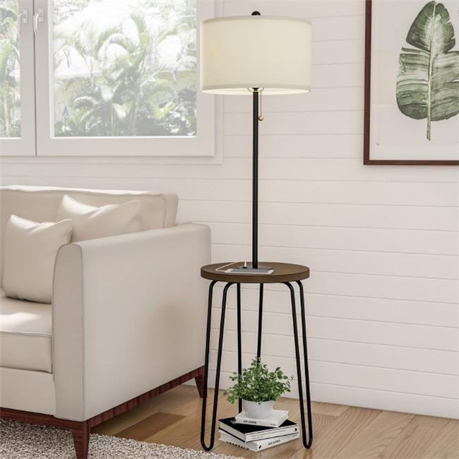 Lavish Home Floor Lamp End Table - Mid Century Modern Style Side Table ...