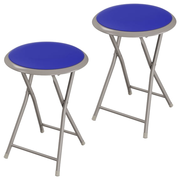 Lavish Home Folding Stool Set of 2 - 18in Stools with 225lb Capacity (Blue)