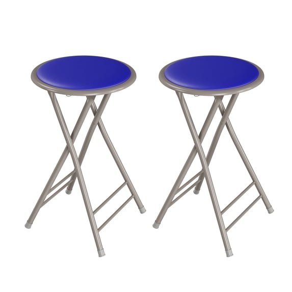 Lavish Home Folding Stool Set of 2 - 24in Stools with 225lb Capacity (Blue)