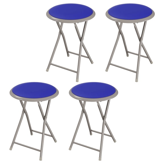 Lavish Home Folding Stool Set of 4 - 18in Stools with 225lb Capacity (Blue)