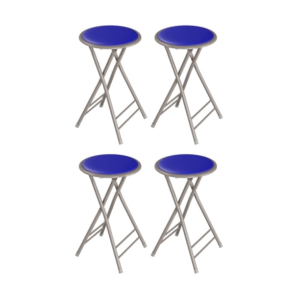 Lavish Home Folding Stool Set of 4 - 24in Stools with 225lb Capacity (Blue)