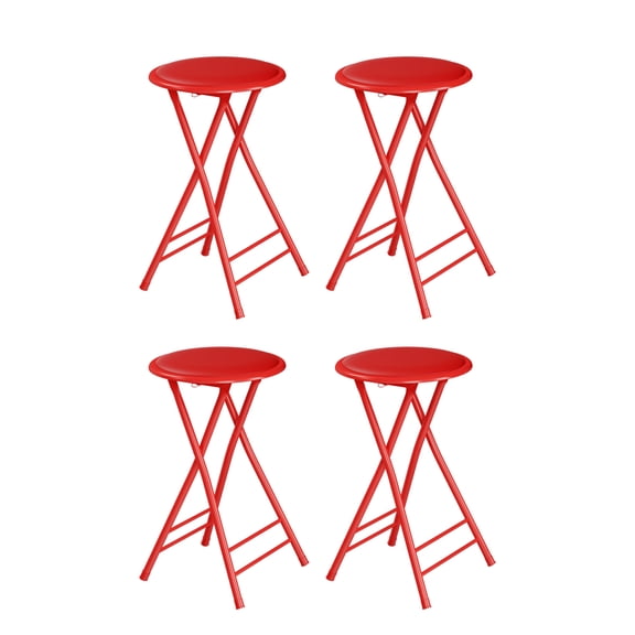 Lavish Home Folding Stool Set of 4 - 24in Stools with 225lb Capacity (Red)