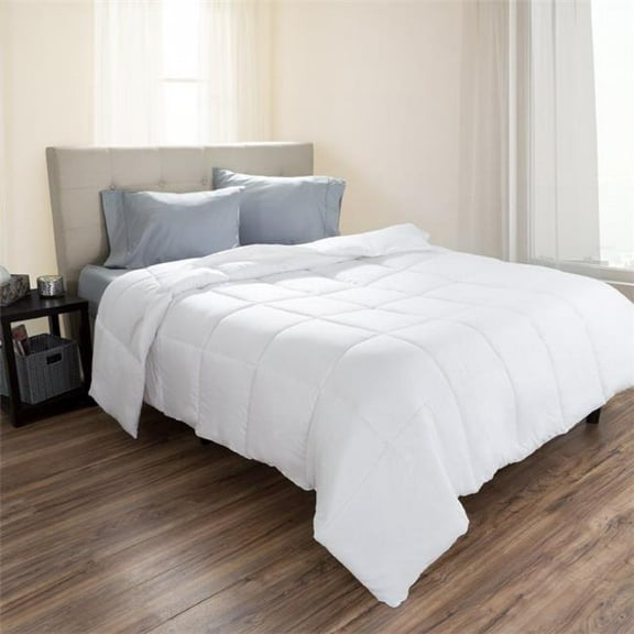 Lavish Home Full/Queen Comforter, White Goose Down Alternative Comforter, Hypo-Allergenic, Quilted Box Stitched, All Season Bed Comforter
