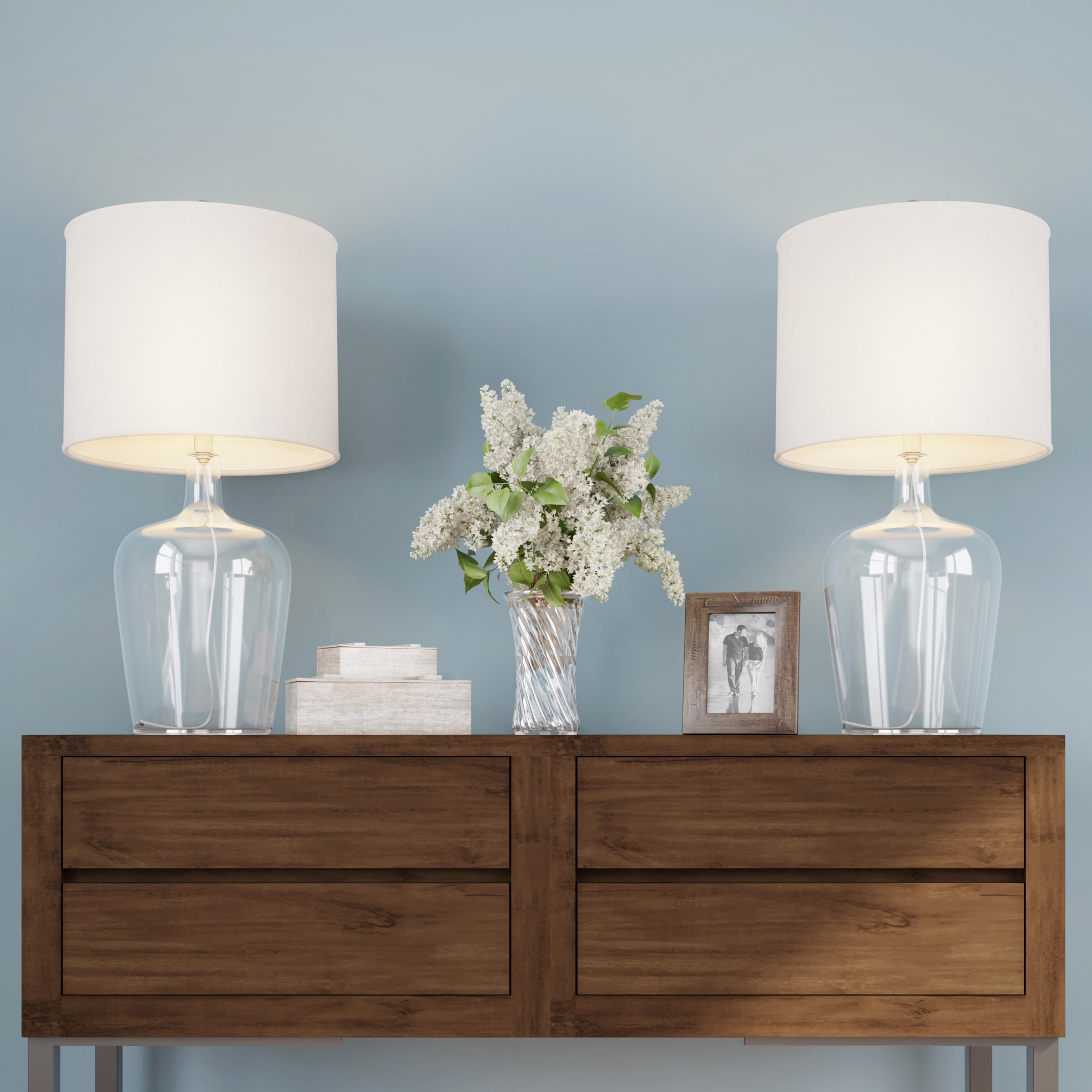Lavish Home Glass Cloche Table Lamps Set of 2 – Matching Lamp Set