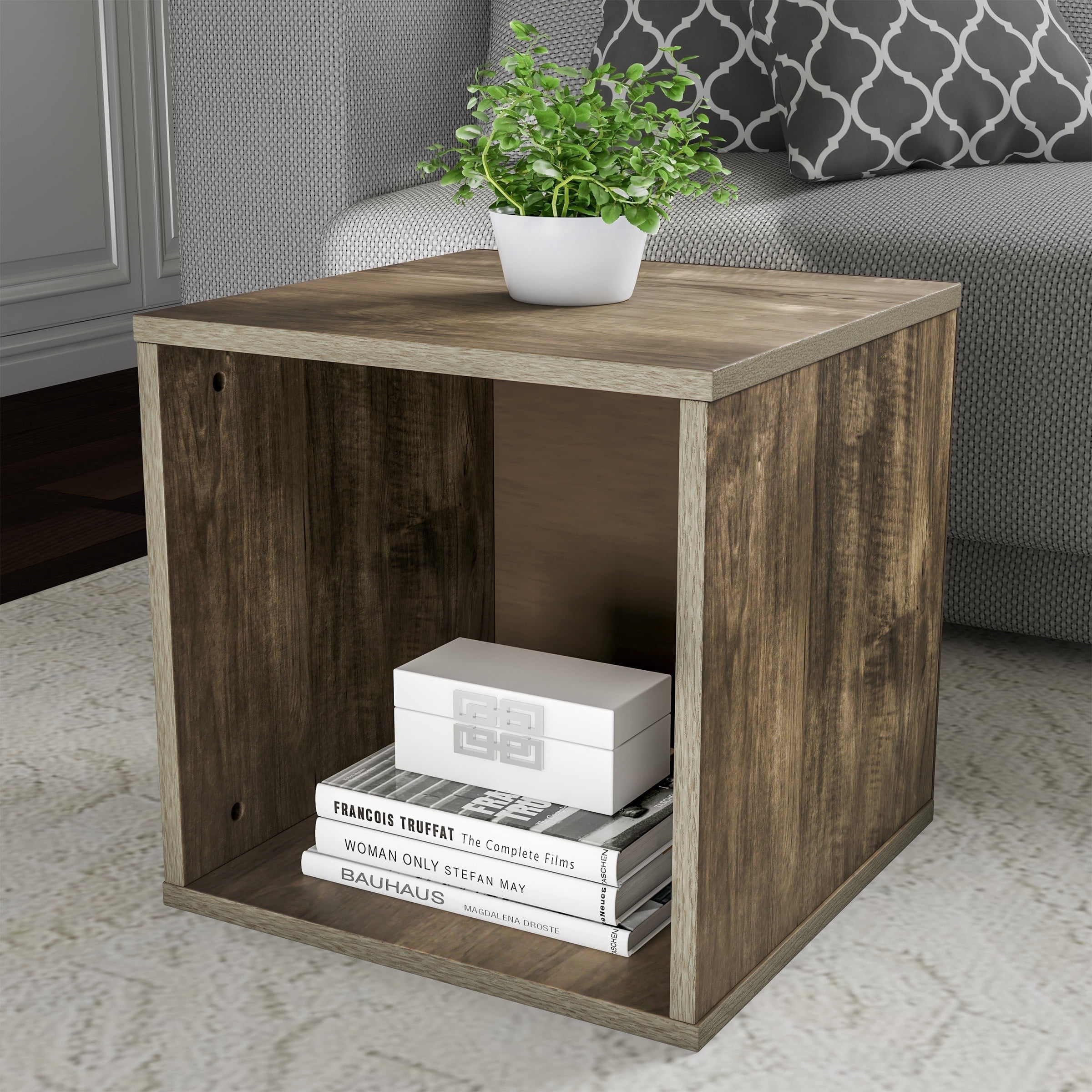 Modular Storage Table Lavish Home Minimalist Modular Cube Side Table, Stackable Design, Wood ...