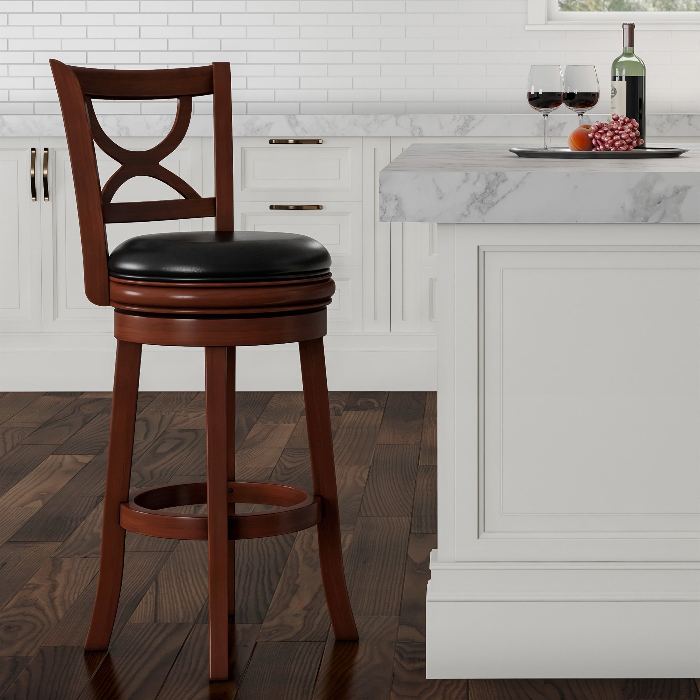 Lavish Home High Back Counter Height Stool – 29-Inch Bar Chair, Brown