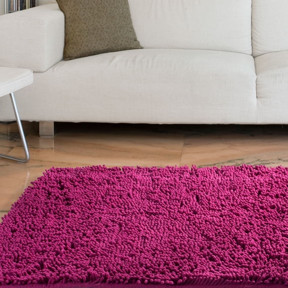 Lavish Home High Pile Shag Rug Carpet - Orchid - 21 x 36