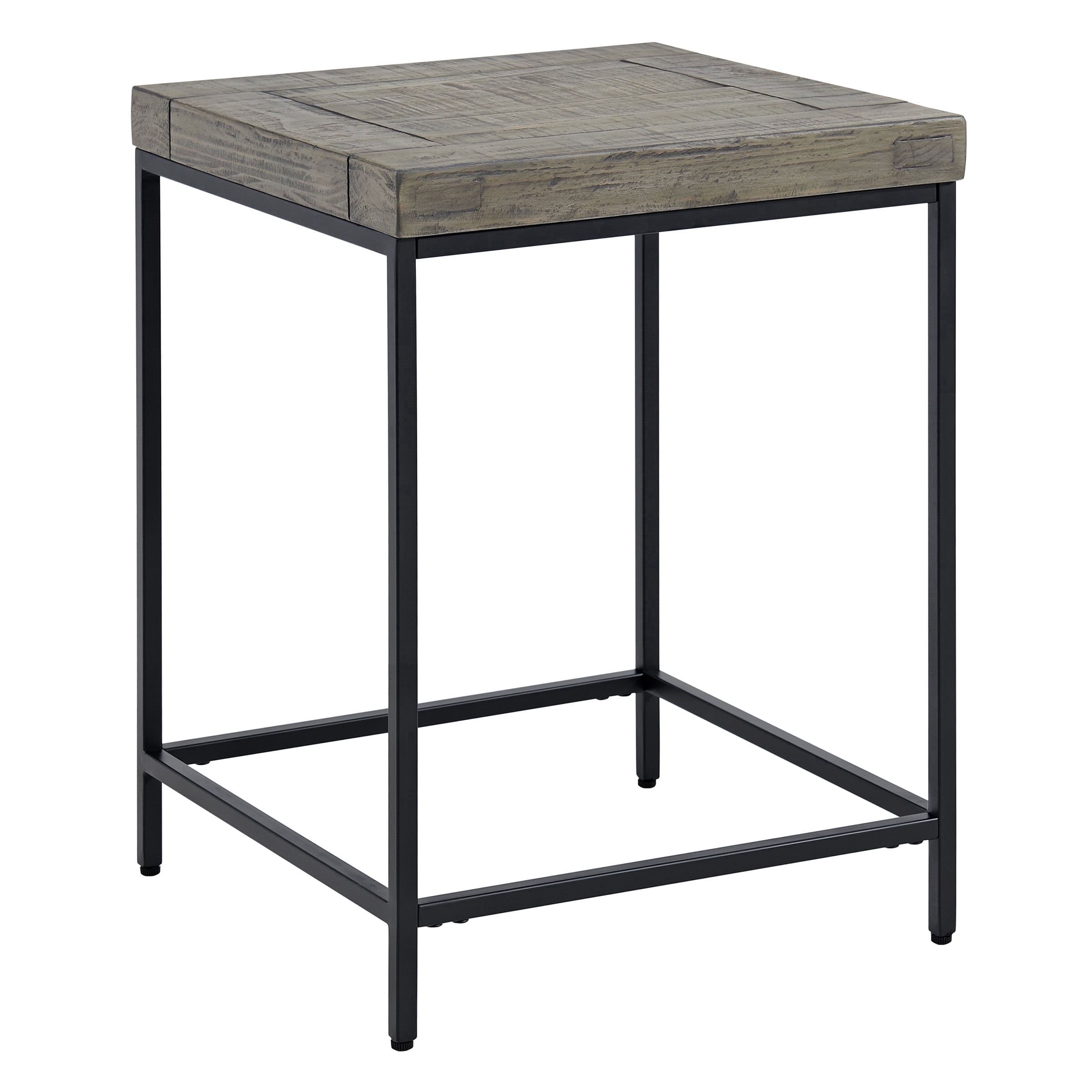Lavish Home Industrial Modern Vintage Accent End Table with Wood Top and Metal Frame, Gray