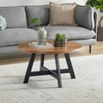 thumbnail image 1 of Lavish Home Industrial Modern Round Coffee Table with Metal Base, Walnut, 1 of 6