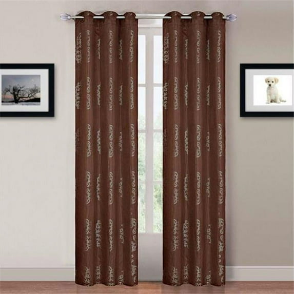 Lavish Home Katrina 2 Panel Grommet Curtains - Light Brown