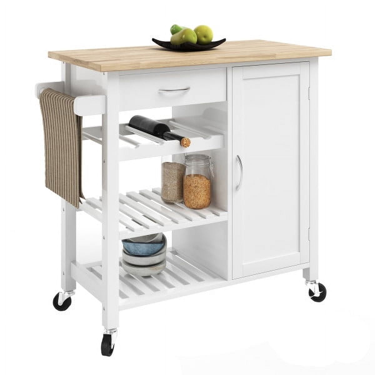 Lavish Home Kitchen Island with Towel Rack and Shelves
