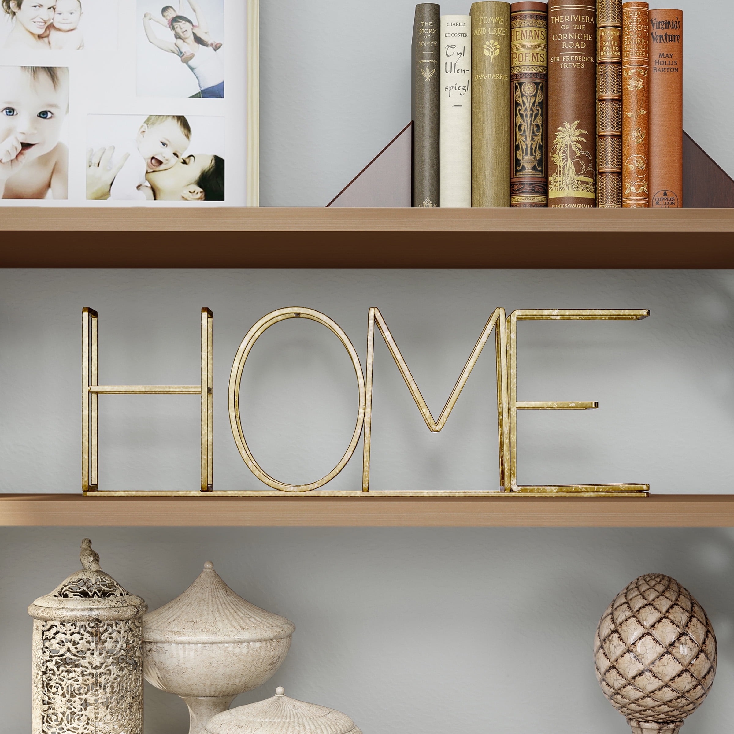Lavish Home - Metal Cut-Out Free Standing Table Top, 3D Home Word Art Decor, Gold